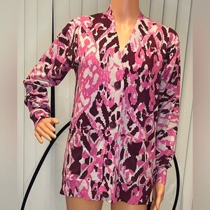 Kathy Ireland Pink and Purple Patterned Cardigan